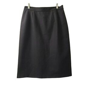 Sag Harbor Lined 100% Wool Skirt, Black, Size 16 Back Slit, Career Piece, Pencil